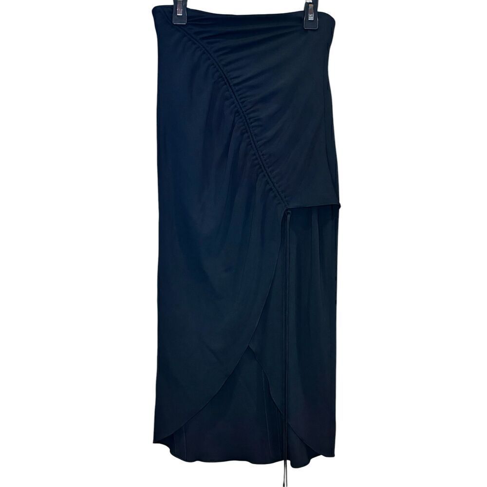Cushnie High Waist Ruched Midi Skirt in Black NWT Size 0
